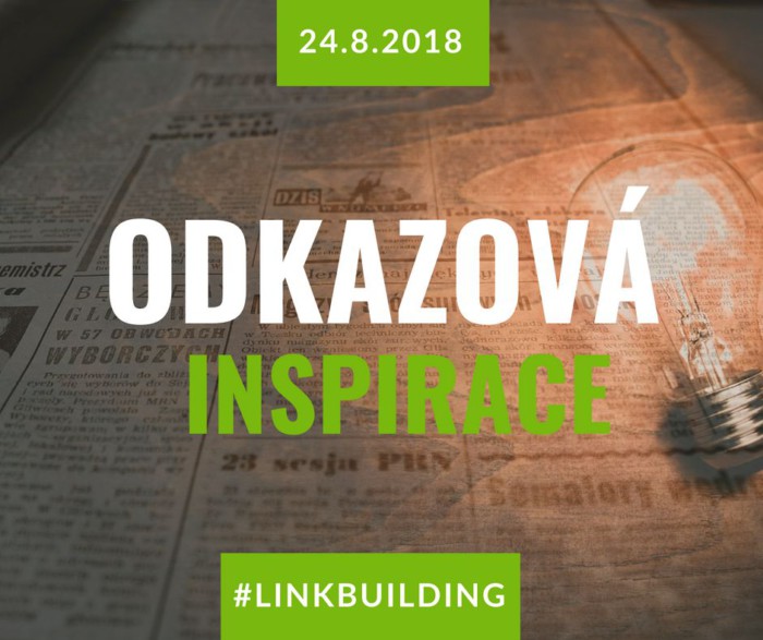 Úvodní grafika cyklu Odkazová inspirace z 24. 8. 2018 s žárovkou a hashtagem #linkbuilding