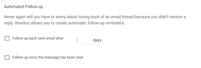 Gmelius: vaše tajná superzbraň pro Gmail 2 Nastavení automatického follow-upu v administraci Gmelius s volbou připomenutí po dvou dnech od odeslání